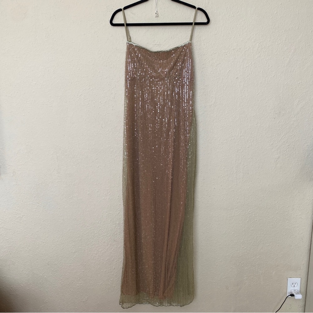 LIMITED EDITION House of CB 'Alondra' Cafe Au Lait Beaded Maxi Dress NWOT size L - Picture 3 of 16